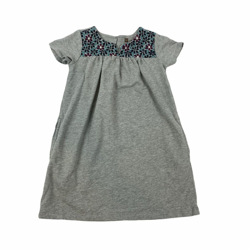 Girls Tea Collection Gray Embroidered Dress